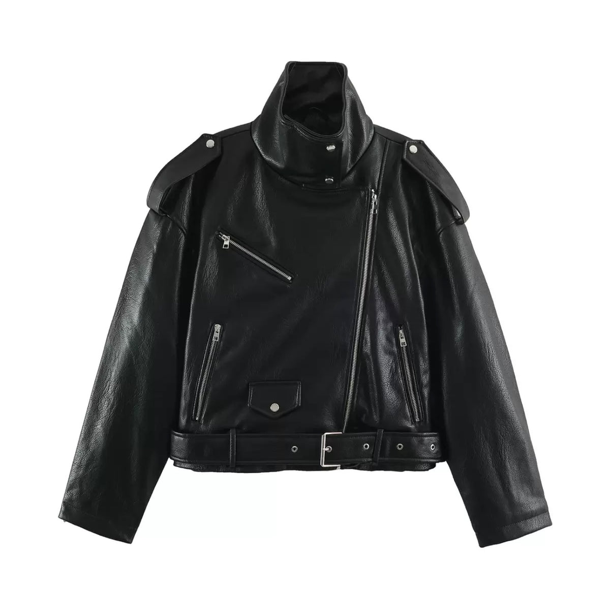 LEATHER EFFECT BIKER JACKET