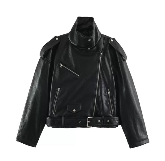 LEATHER EFFECT BIKER JACKET